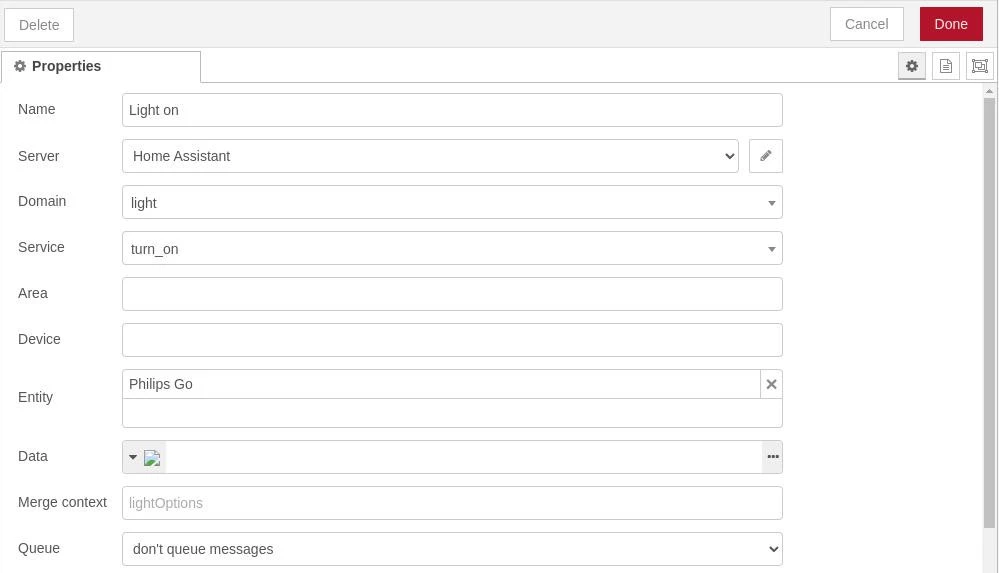 Call Service Node Settings